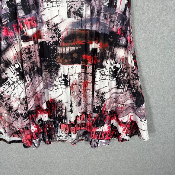 Papillon Dress Small Red Purple Flowy Pockets Jersey Knit Abstract Artsy Print - Picture 3 of 11